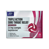 Boots Triple Action Sore Throat Lozenges Cherry 24 Pack - British product