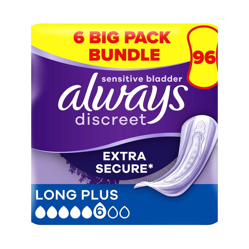 Always Discreet Inkontinenzeinlagen Plus Long 96 Einlagen, importiert aus UK