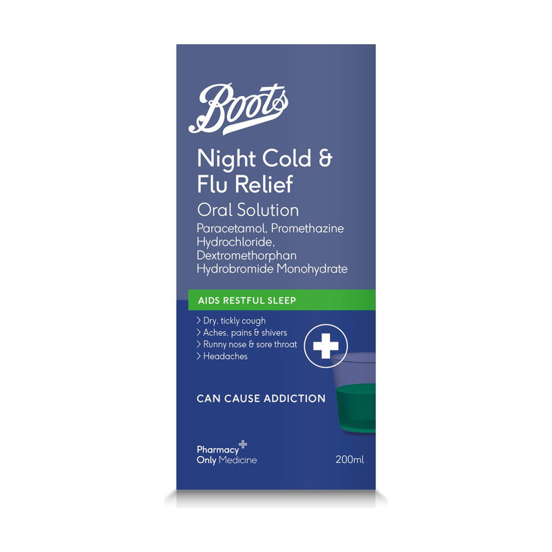 Boots Rhume et grippe nocturnes 200 ml, importé du Royaume-Uni