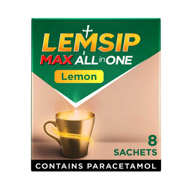 Lemsip Max All in One Lemon Flavour Sachets 8 Pack, UK version