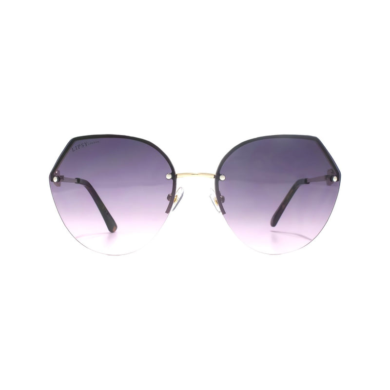 Lipsy light gold rimless sunglasses with diamante temple detailing UK version