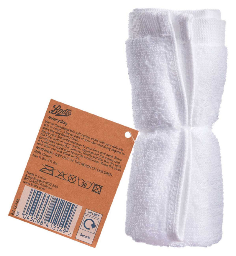 Boots Everyday Soft Cotton Face Cloth White - British product