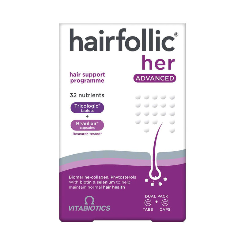 Vitabiotics Hairfollic Her Advanced 30 tablets 30 capsules (British brand)