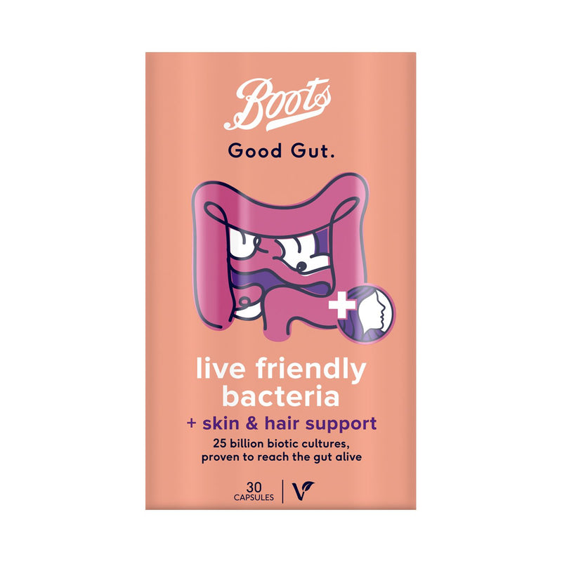 Boots Good Gut Probiotic Capsules Skin Hair Support 30 - British product