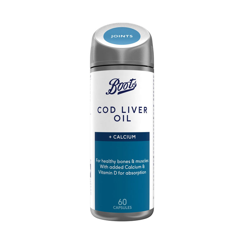 Boots Cod Liver Oil + Calcium 60 capsules - British product