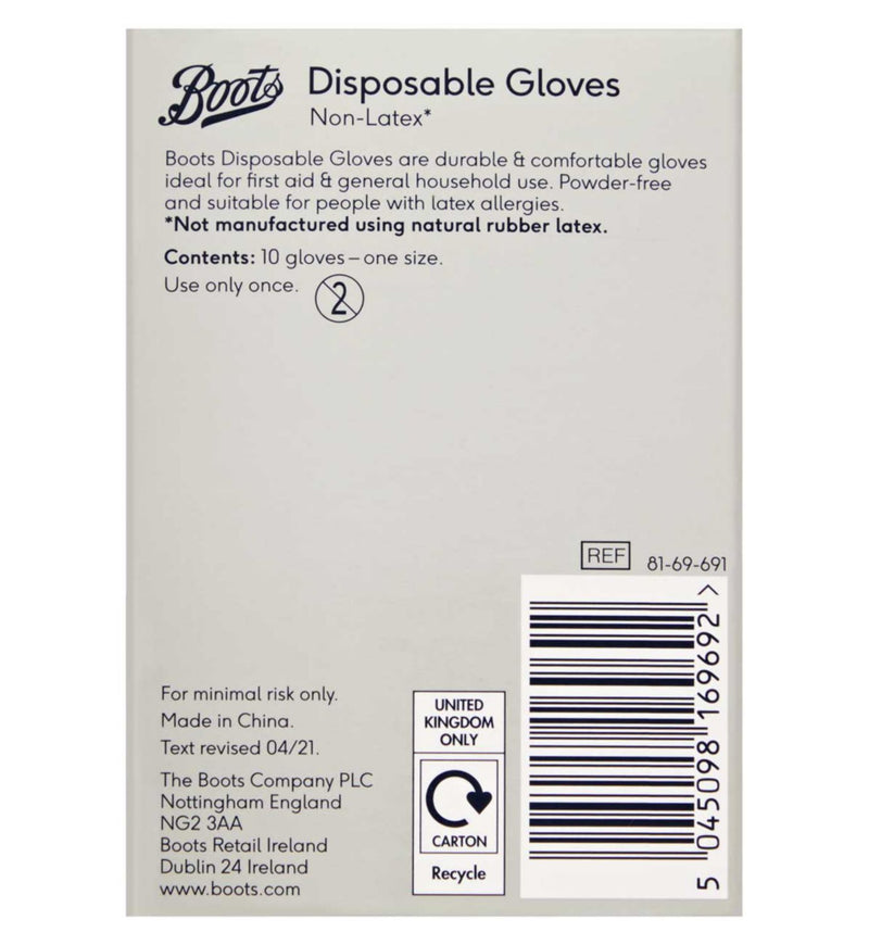 Boots disposable gloves non latex 10 pack - British product