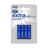 Boots Extra Long Life Alkaline Batteries AAA 4s - British product