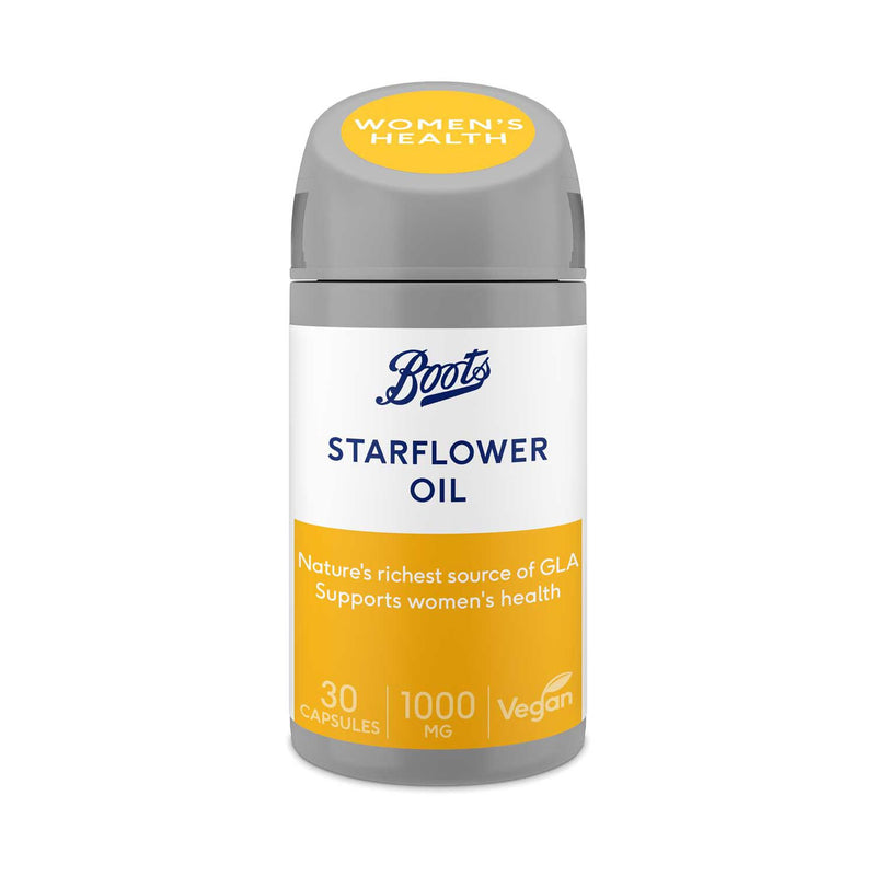 Boots Starflower Oil 1000mg capsules 30 count, imported from the UK