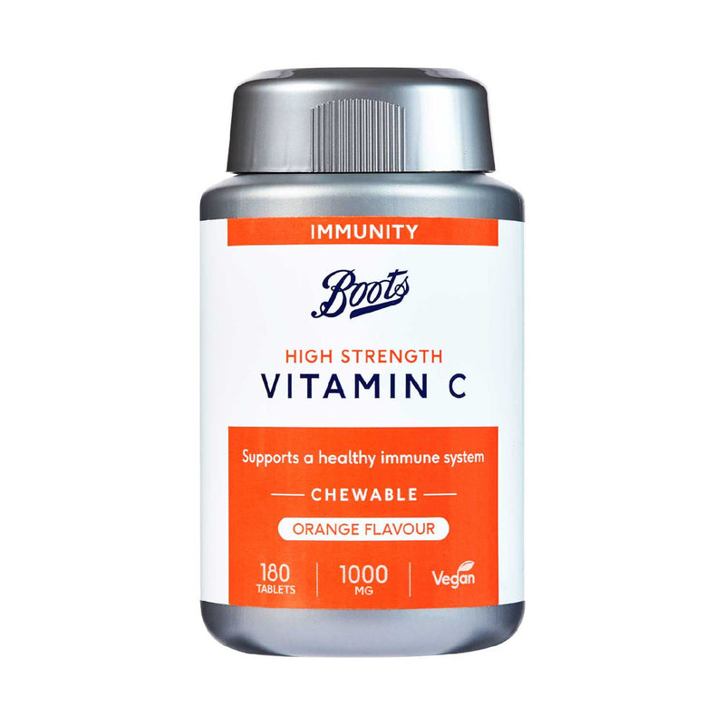 Boots Vitamin C 1000mg Orange Flavour Chewable Tablets 180 - British product