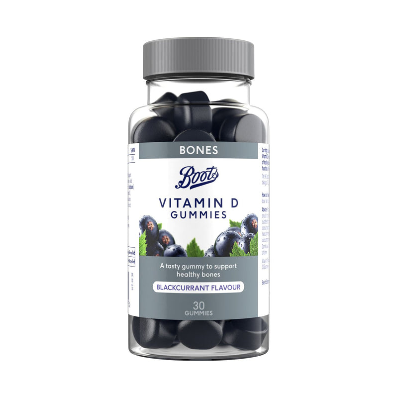 Boots Vitamin D gummies blackcurrant flavour 30 count, UK version