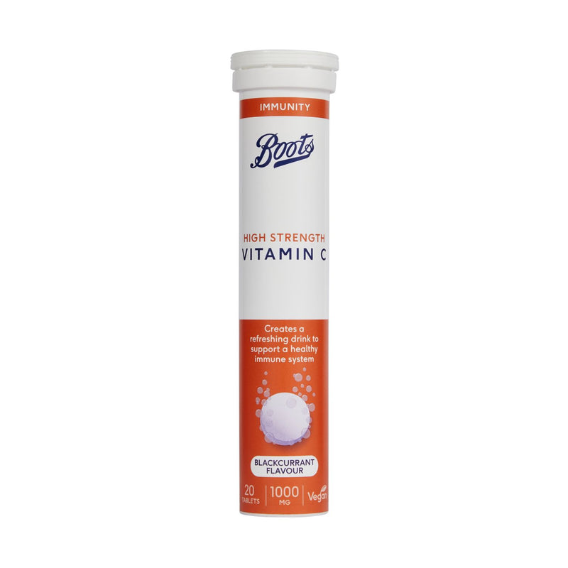 Boots vitamin C effervescent blackcurrant 20 tablets - British product