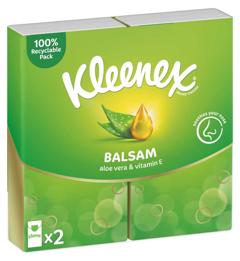 Kleenex Balsam Pocket Facial Tissues 2 Pack, UK version
