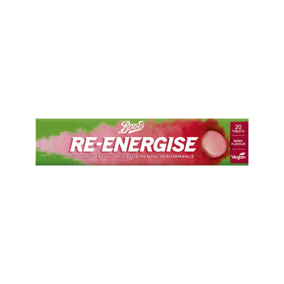 Boots Boots Re-Energise Bringebærsmak Brusetabletter for Energi 20 tabletter - Kjøp online hos McGrocer