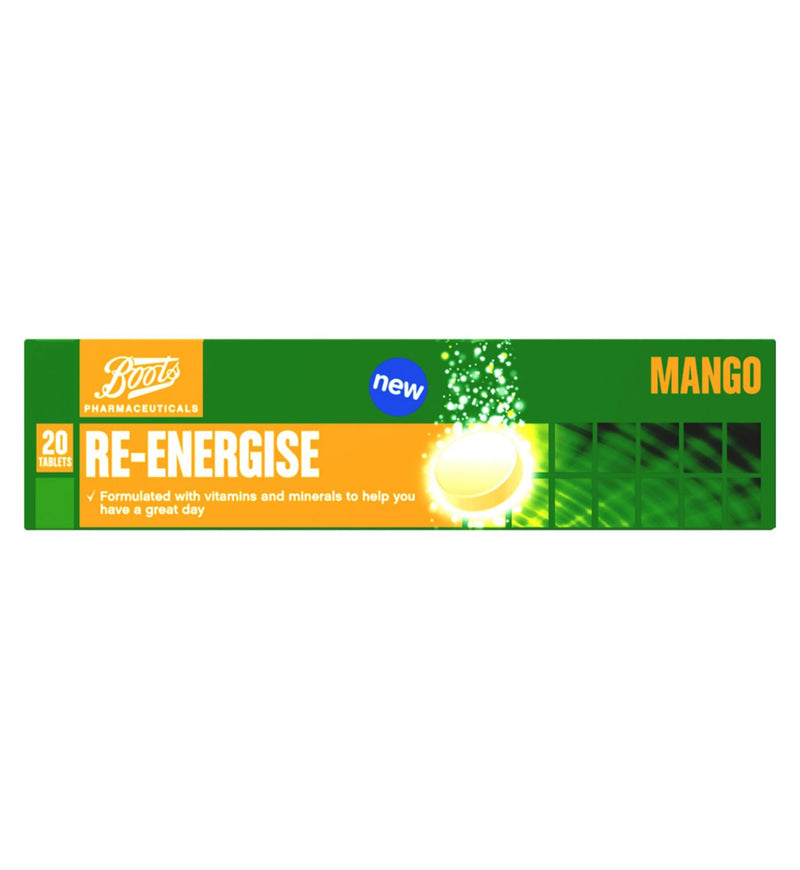 Boots Re Energise multivitamin tablets mango flavour 20 Tablets - British product