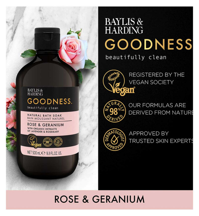 Baylis & Harding Rose & Geranium Bath Soak 500ml (British brand)