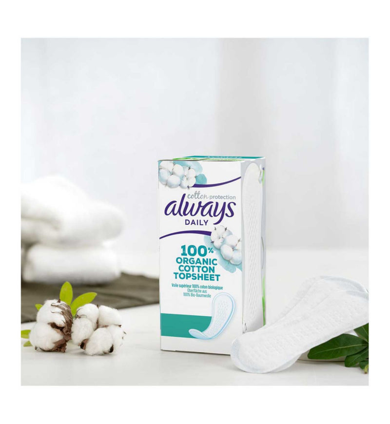 Always Dailies Cotton Protection panty liners normal 28 count, imported from the UK