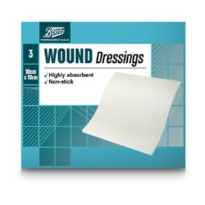 Boots Wound Dressing Pad 10cm x 10cm 3 Pack - British product