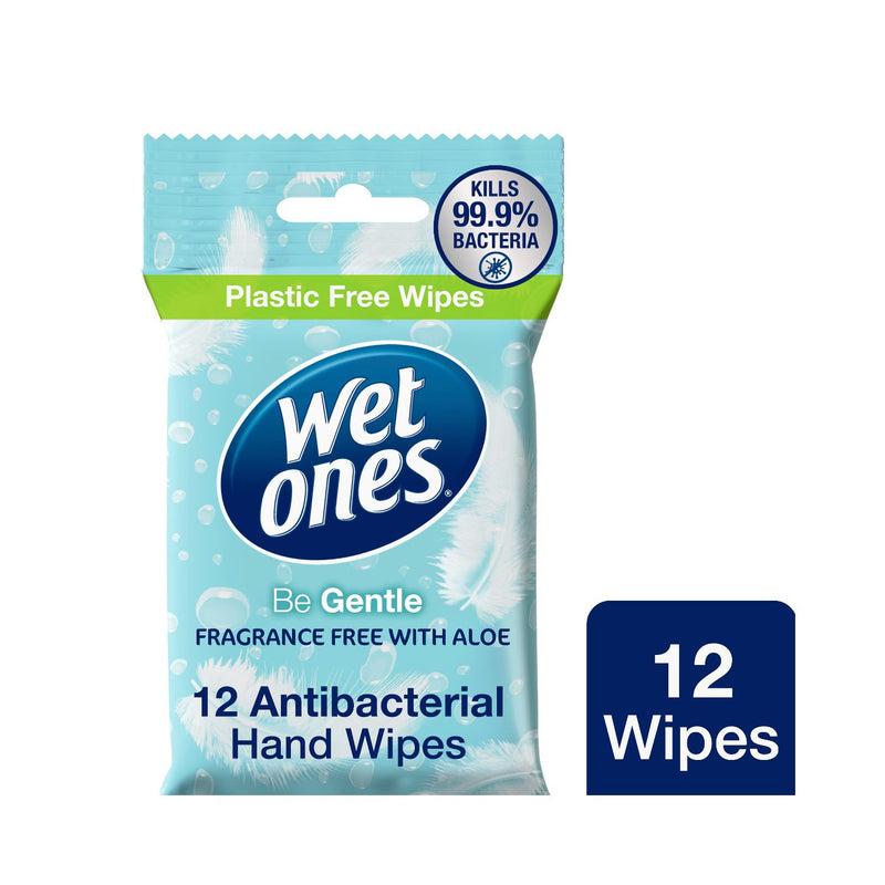 Wet Ones Antibacterial Hand Wipes Be Gentle Biodegradable 12 Pack (British brand)