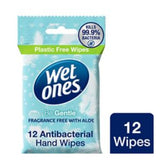 Wet Ones Antibacterial Hand Wipes Be Gentle Biodegradable 12 Pack (British brand)