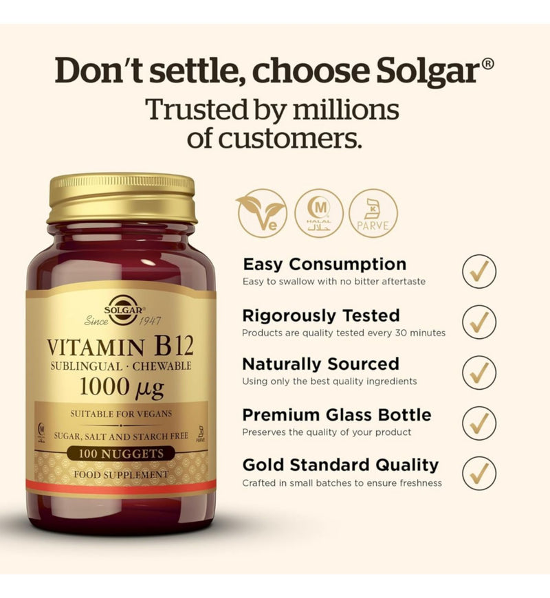 Solgar Vitamin B12 1000µg sublingual nuggets, UK version