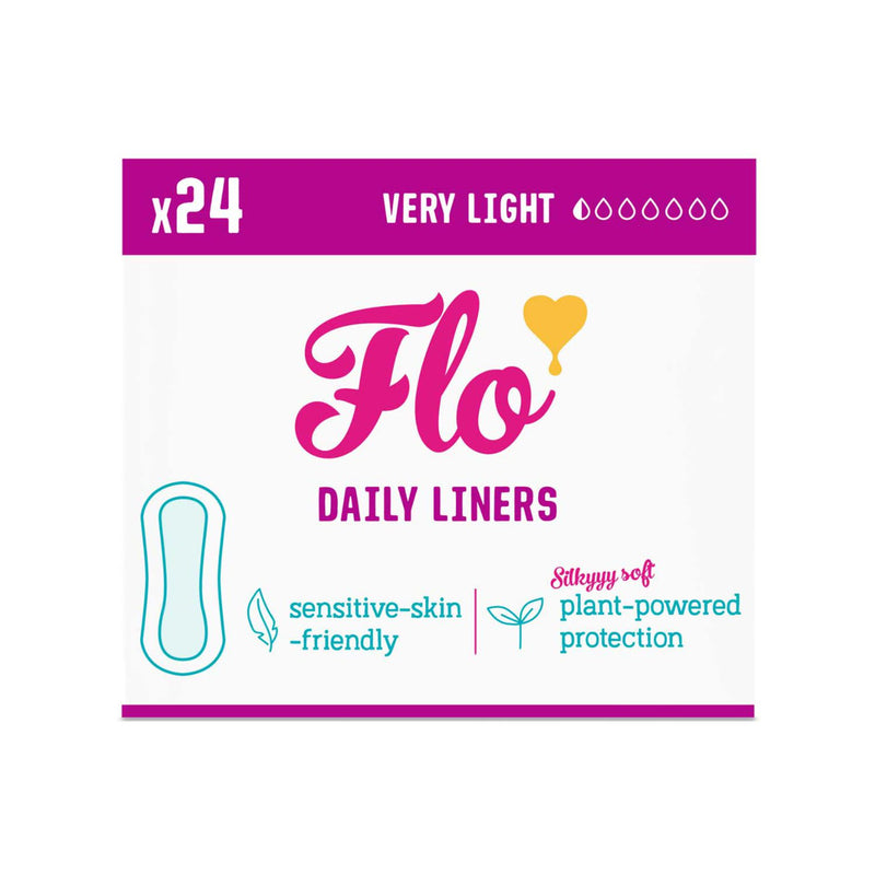 Flo bamboo long daily panty liners 24, imported from the UK