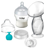 Nuby silicone breast pump with 180ml bottle and accessories, imported from the UK