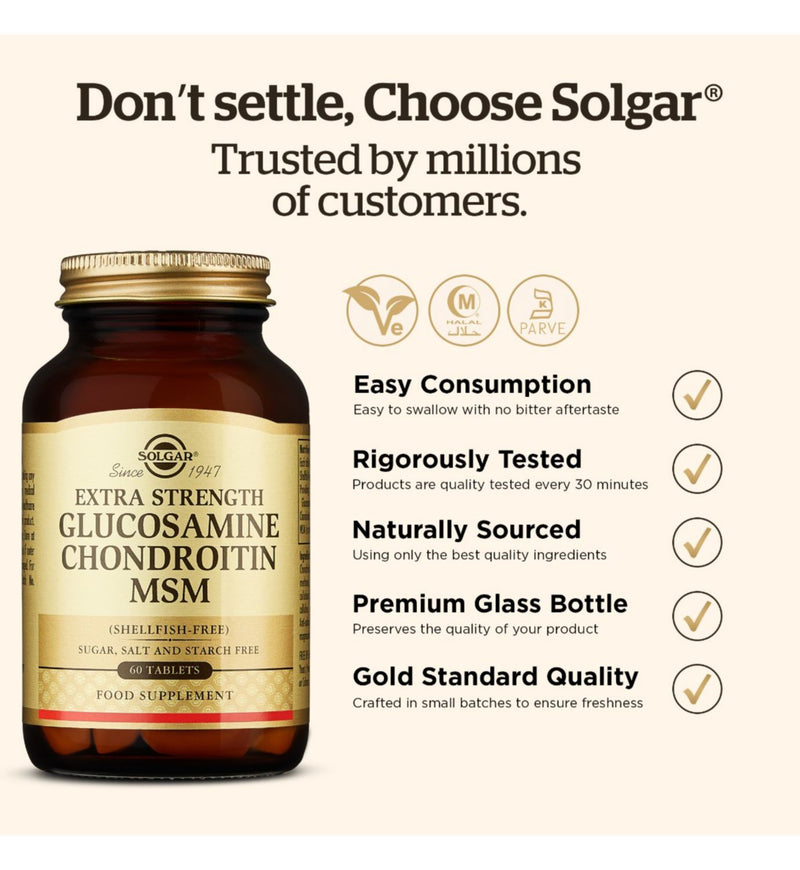 Solgar glucosamine chondroitin msm supplement extra strength 60 tablets - British product