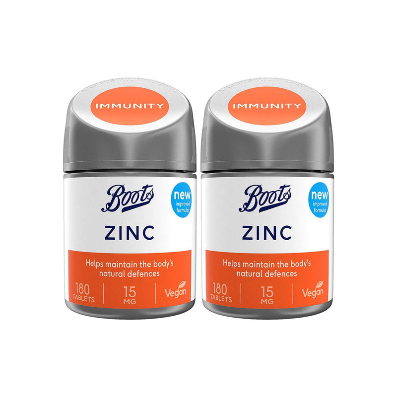 Boots Zinc 15mg supplement bundle of 360 tablets, UK version