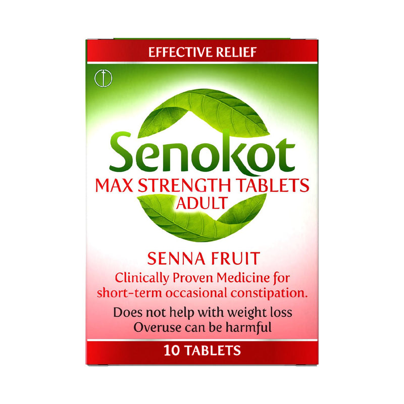 Senokot Max Strength laxative tablets 10 pack, imported from the UK