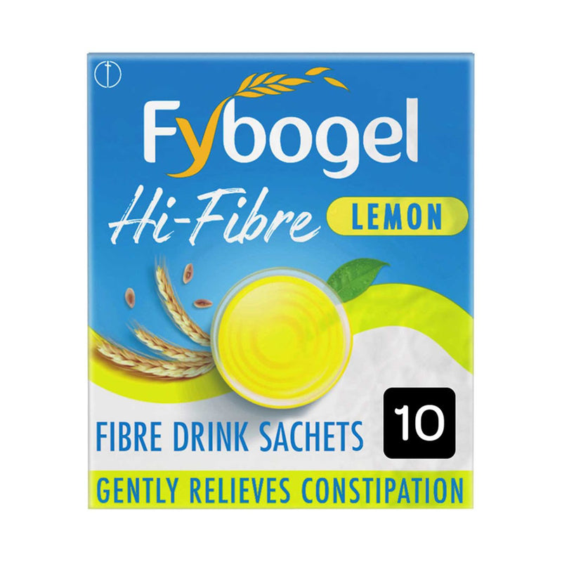 Fybogel Hi-Fibre Lemon 10 sachets for constipation relief - British product