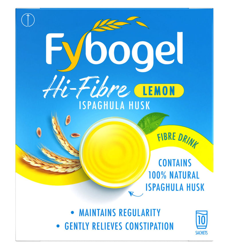Fybogel Hi-Fibre Lemon 10 sachets for constipation relief - British product