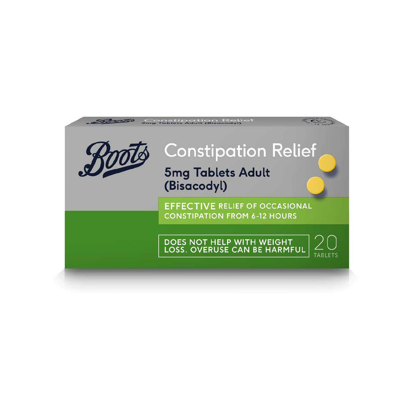 Boots constipation relief 5mg tablets 20 count, imported from the UK