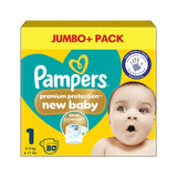 Pampers Premium Protection New Baby nappies size 1 80 count, imported from the UK