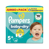 Boots Pampers Baby-Dry Size 5+ Nappies, 68 Count, 12kg-17kg- Buy online at McGrocer