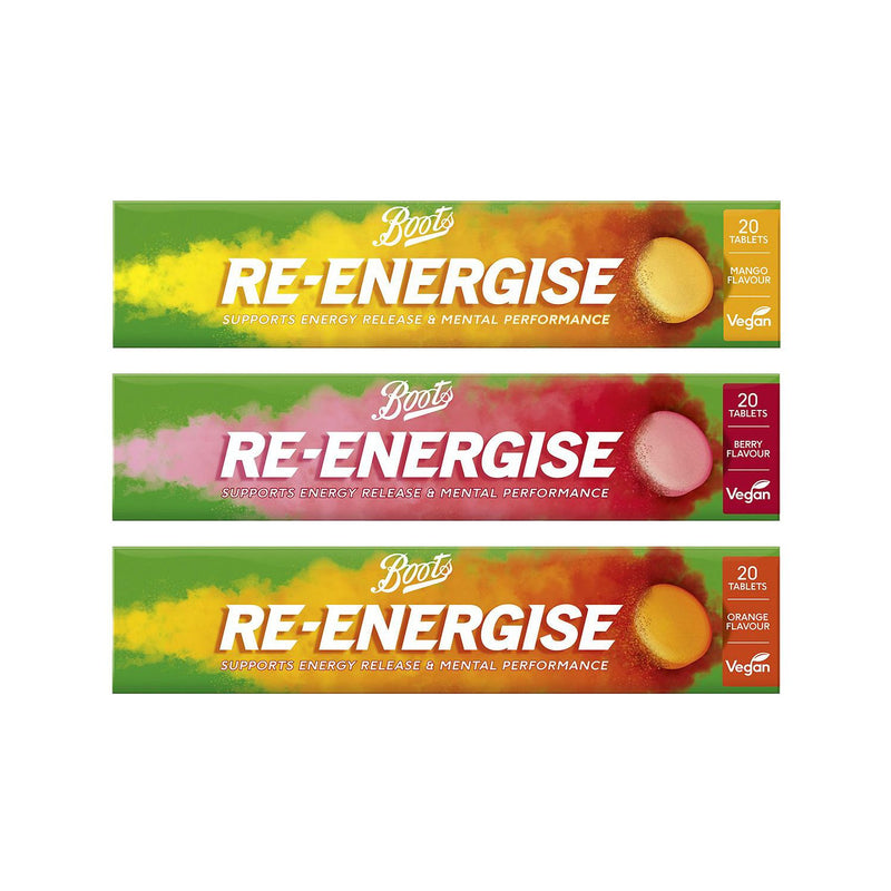 Boots Re-Energise mixed fruit tablet bundle 3 packs - British product