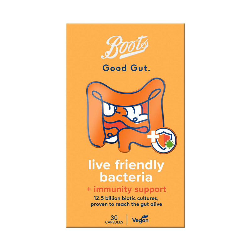 Boots Good Gut Live Friendly Bacteria Immunity Support 30 Capsules - British product