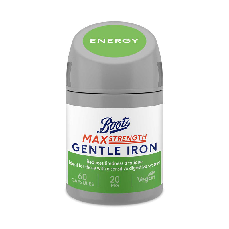 Boots Max Strength Gentle Iron 20mg 60 capsules - British product