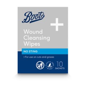 Boots wound cleansing wipes with 0.9% saline 10 sachets - British product