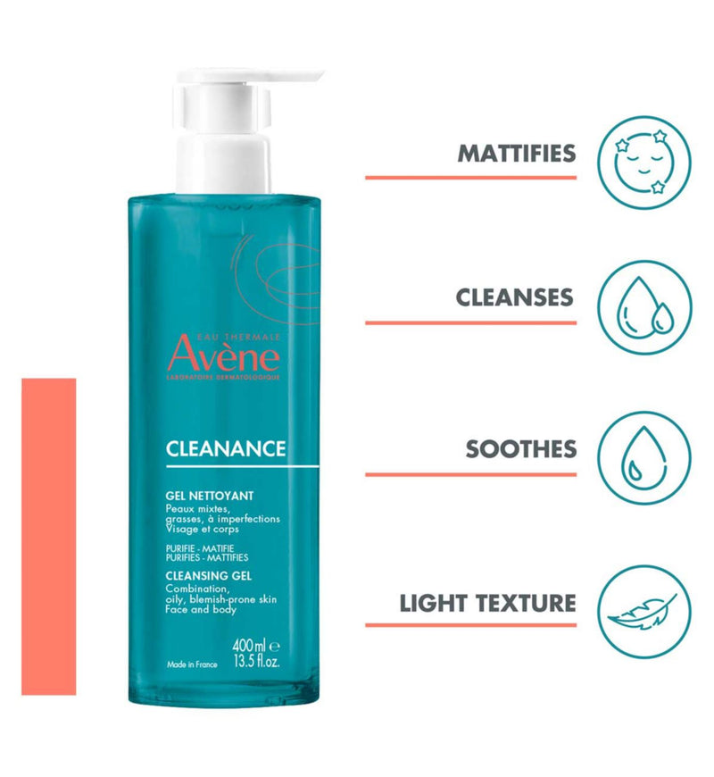 Avène Cleanance Cleansing Gel Oily Blemish-Prone Skin 400ml - British product