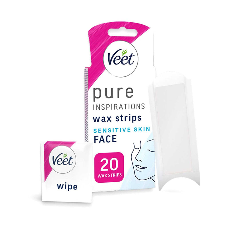 Veet Pure Inspirations face wax strips 20 count, imported from the UK