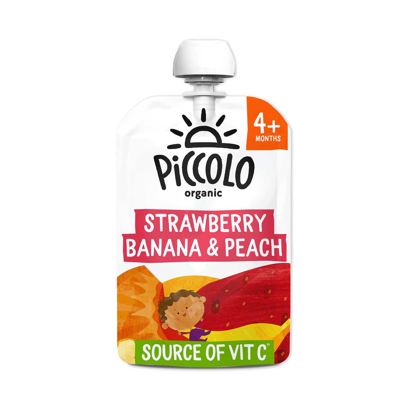 Piccolo strawberry banana peach baby food pouch 100g, imported from the UK
