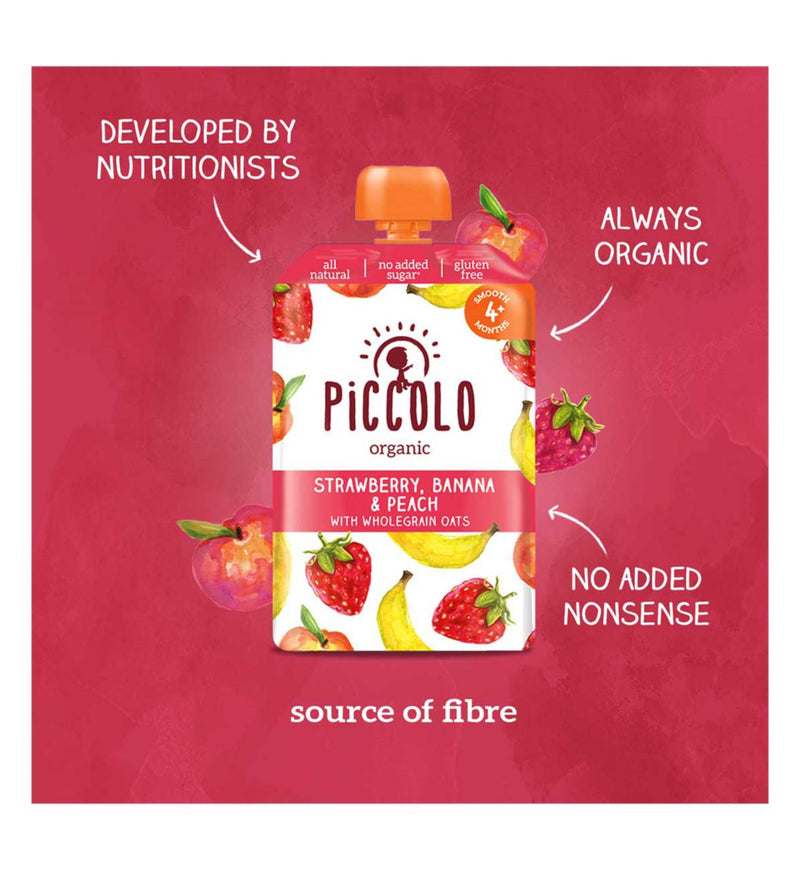Piccolo strawberry banana peach baby food pouch 100g, imported from the UK