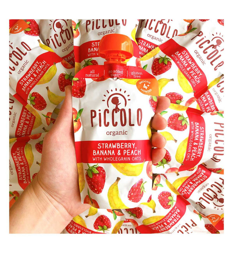 Piccolo strawberry banana peach baby food pouch 100g, imported from the UK
