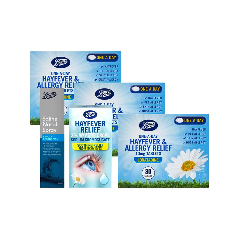 Boots Hayfever and Allergy Relief Bundle 3 Tablets Eye Drops - British product