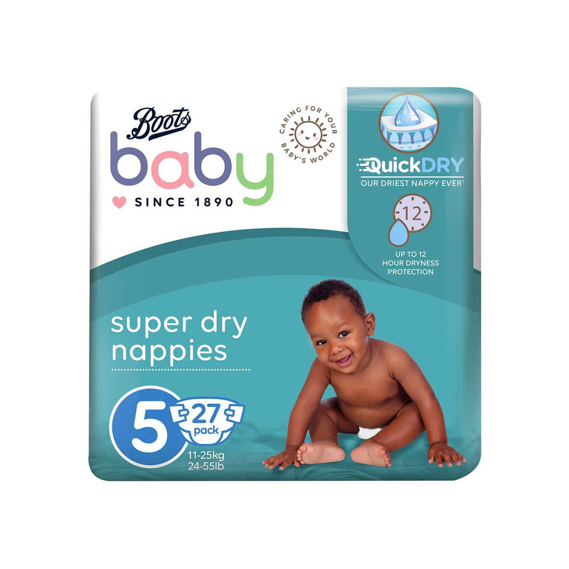 Boots Baby Junior Nappies Super Dry Size 5 27s - British product