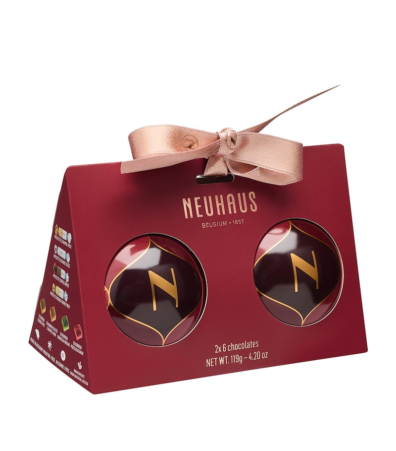 Set of 2 Christmas Chocolate Ball Decorations with Assorted Bonbons 119g