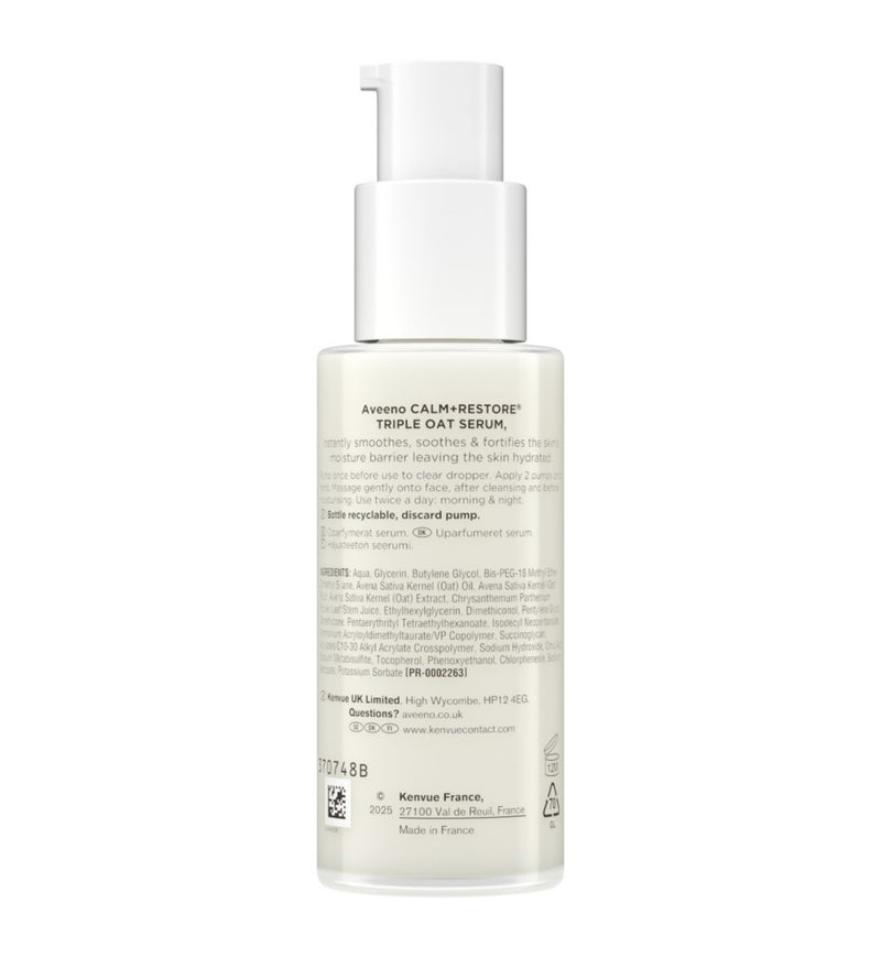 Aveeno Calm Plus Restore serum bottle 30ml - British product