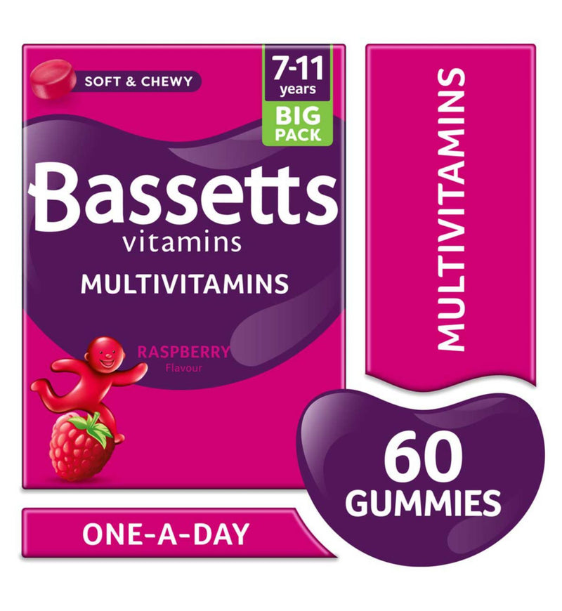 Bassetts Multivitamins Raspberry Flavour Soft Chews 60 Pack - British product