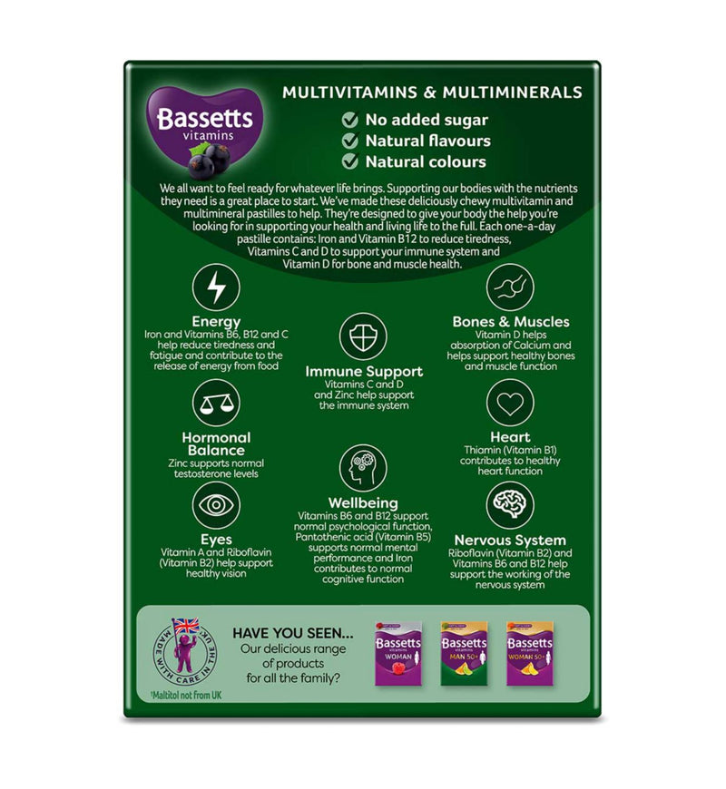 Bassetts Vitamins Man Blackcurrant pastilles 30 - British product