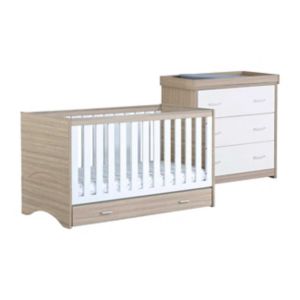 Babymore cot bed room set oak white - British product